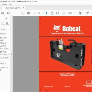 Bobcat Bob-Dock™ Adapter Operation & Maintenance Manual SN B4PB00101 & Above  - PDF DOWNLOAD