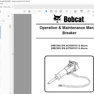 Bobcat Breaker HB1380 HB2380 Operation & Maintenance Manual -  PDF DOWNLOAD