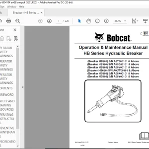 Bobcat Breaker HB280 Breaker HB380 Breaker HB580 Breaker HB680 Breaker HB880 Breaker HB980 HB Series Hydraulic Breaker Operation & Maintenance Manual 6904104 (03-17) - PDF DOWNLOAD