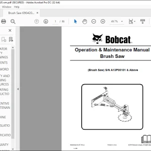 Bobcat Brush Saw Operation & Maintenance Manual SN A13P00101 & Above -  PDF DOWNLOAD