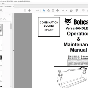 Bobcat COMBINATION 80” & 90” BUCKET VersaHANDLER® Operation & Maintenance Manual -  PDF DOWNLOAD