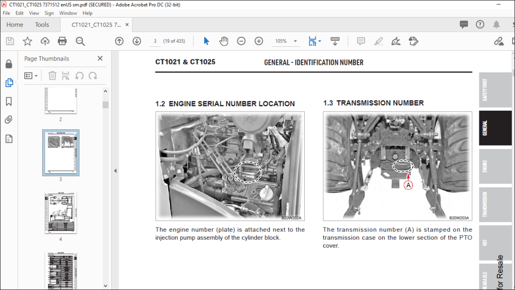 Bobcat CT1021 CT1025 Compact Tractor Service Manual 7371512 (10-19