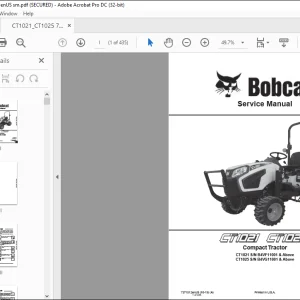 Bobcat CT1021 CT1025 Compact Tractor Service Manual 7371512 (10-19) -  PDF DOWNLOAD
