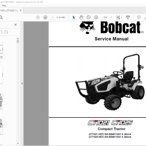 Bobcat CT1021 CT1025 Compact Tractor Service Manual - HeyDownloads