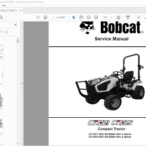 Bobcat CT1021 CT1025 Compact Tractor Service Manual 7408015 (05-20) - PDF DOWNLOAD
