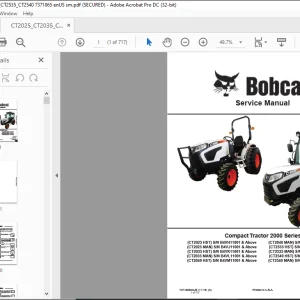 Bobcat CT2025 CT2035 CT2040 CT2535 CT2540 2000 Series Compact Tractor Service Manual 7371865(11-19) -  PDF DOWNLOAD
