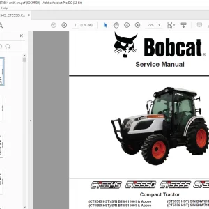 Bobcat CT5545 CT5550 CT5555 CT5558 Compact Tractor Service Manual 7372814 (07-20) - PDF DOWNLOAD