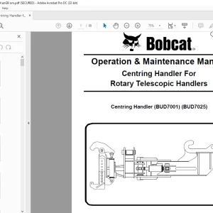 Bobcat Centring Handler For Rotary Telescopic Handlers BUD7001 BUD7025 Operation & Maintenance Manual -  PDF DOWNLOAD