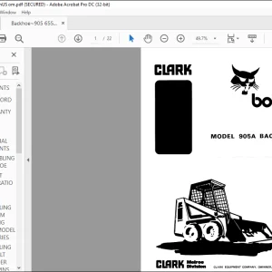 Bobcat Clark 905 A BACKHOE Operator's Manual - PDF DOWNLOAD