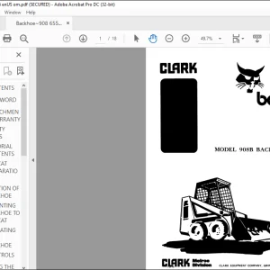 Bobcat Clark 908B BACKHOE Operation & Maintenance Manual - PDF DOWNLOAD