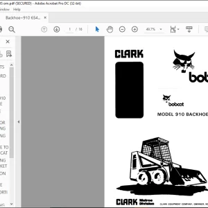Bobcat Clark 910 BACKHOE Operator's Manual - PDF DOWNLOAD