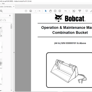 Bobcat Combination Bucket 44 In  Operation & Maintenance Manual SN 030000101 & Above  - PDF DOWNLOAD