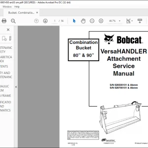 Bobcat Combination Bucket 80” & 90” VersaHANDLER Attachment Service Manual 6901450 (6-12)  - PDF DOWNLOAD