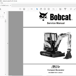 Bobcat Compact Excavator E27z Service Manual 7349963 (01-21) - PDF DOWNLOAD