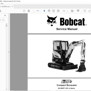 Bobcat Compact Excavator E27z Service Manual 7354905 (01-21) - PDF DOWNLOAD