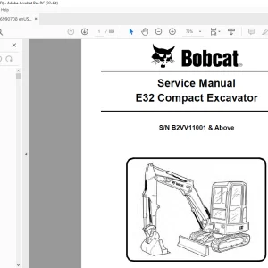 Bobcat Compact Excavator E32 Service Manual 6990708 (07-20) - PDF DOWNLOAD