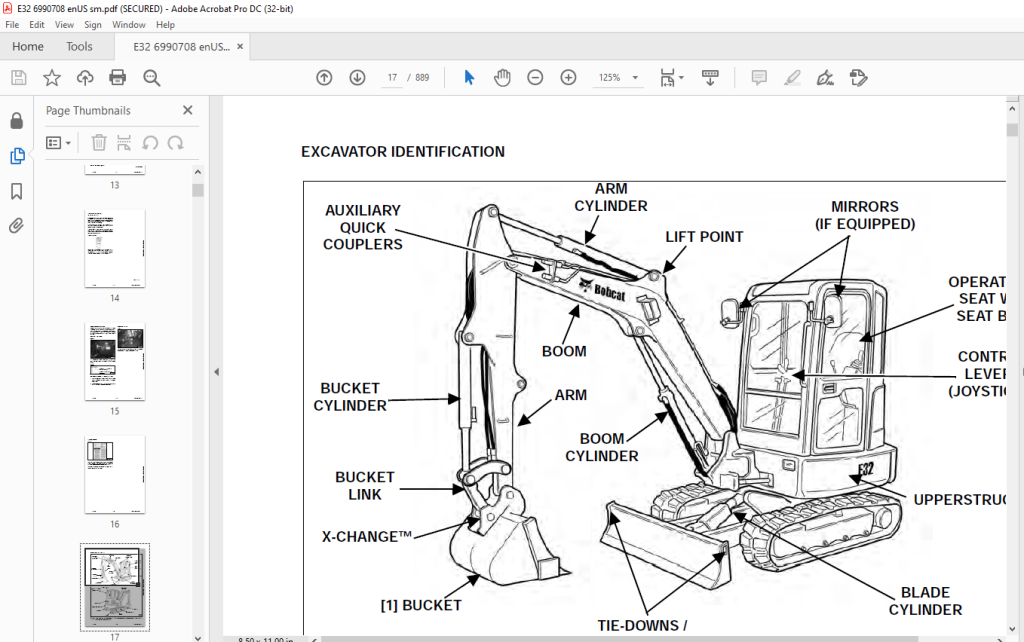 Bobcat Compact Excavator E32 Service Manual 6990708 (07-20) - PDF