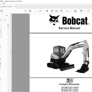 Bobcat Compact Excavator E32 Service Manual 6987272 (06-20) - PDF DOWNLOAD
