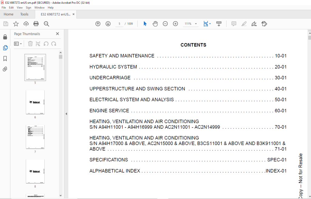 Bobcat Compact Excavator E32 Service Manual 6987272 (06-20) - PDF