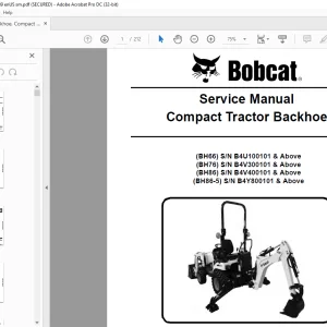 Bobcat Compact Tractor Backhoe BH66 BH76 BH86 BH86-5 Service Manual 7376989 (06-20) -  PDF DOWNLOAD