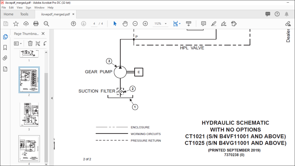 Bobcat Compact Tractor CT1021 CT1025 Hydraulic Schematic Manual 7370238