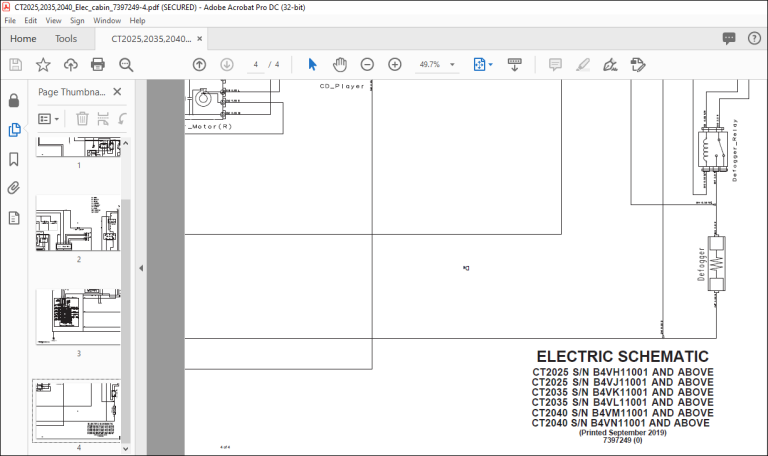 Bobcat Compact Tractor CT2025 CT2035 CT2040 Electrical Schematic Manual