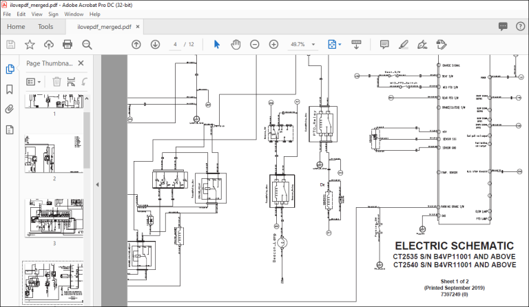 Bobcat Compact Tractor CT2035 CT2040 Electrical & Hydraulic Schematic