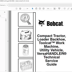 Bobcat Compact Tractor, Loader Backhoe, Toolcat™ Work Machine, Utility Vehicle, VersaHANDLER® Technical Service Guide Manual  - PDF DOWNLOAD