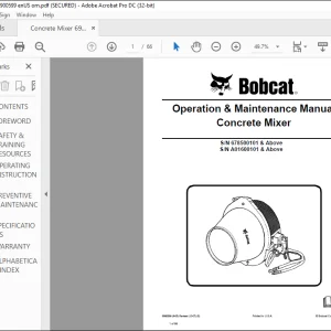 Bobcat Concrete Mixer Operation & Maintenance Manual -  PDF DOWNLOAD