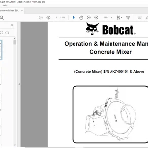 Bobcat Concrete Mixer Operation & Maintenance Manual SN AK7400101 & Above  - PDF DOWNLOAD