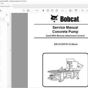 Bobcat Concrete Pump Used With Remote Attachment Control Service Manual SN233100101 & Above -  PDF DOWNLOAD