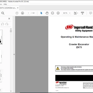 Bobcat  Crawler Excavator ZX75 Ingersoll -Rand® Utility Equipment Operating & Maintenance Manual  - PDF DOWNLOAD