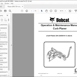 Bobcat Curb Planer Operation & Maintenance Manual SN 234000101 & Above - PDF DOWNLOAD