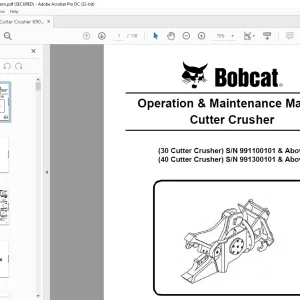 Bobcat Cutter Crusher 30 40 Maintenance Manual 6901072 (01-15) -  PDF DOWNLOAD