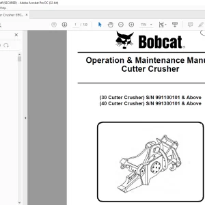 Bobcat Cutter Crusher 30 40 Maintenance Manual 6901072 (05-17) - PDF DOWNLOAD