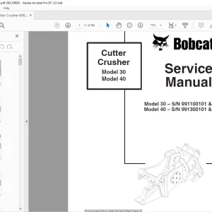 Bobcat Cutter Crusher 30 40 Service Manual 6901073 (6-12) - PDF DOWNLOAD