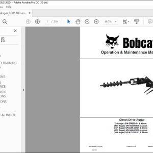 Bobcat Direct Drive Auger 10 Auger 15C Auger 15H Auger 30C Auger 30H Auger Operation & Maintenance Manual - PDF DOWNLOAD