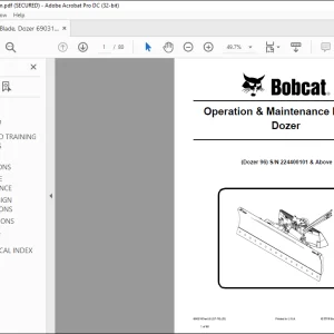 Bobcat Dozer 96 Operation & Maintenance Manual SN 224400101 & Above -  PDF DOWNLOAD