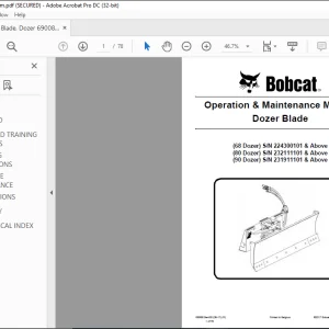 Bobcat Dozer Blade 68 Dozer 80 Dozer 90 Dozer Operation & Maintenance Manual 6900819 (05-17) -  PDF DOWNLOAD