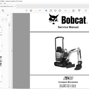 Bobcat E08 Compact Excavator Service Manual 6986785 (07-20) - PDF DOWNLOAD