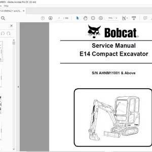 Bobcat E14 Compact Excavator Service Manual SN AHNM11001 & Above - PDF DOWNLOAD