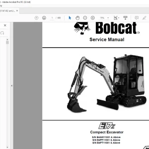 Bobcat E17Z Compact Excavator Service Manual 7314142 (07-20) -  PDF DOWNLOAD