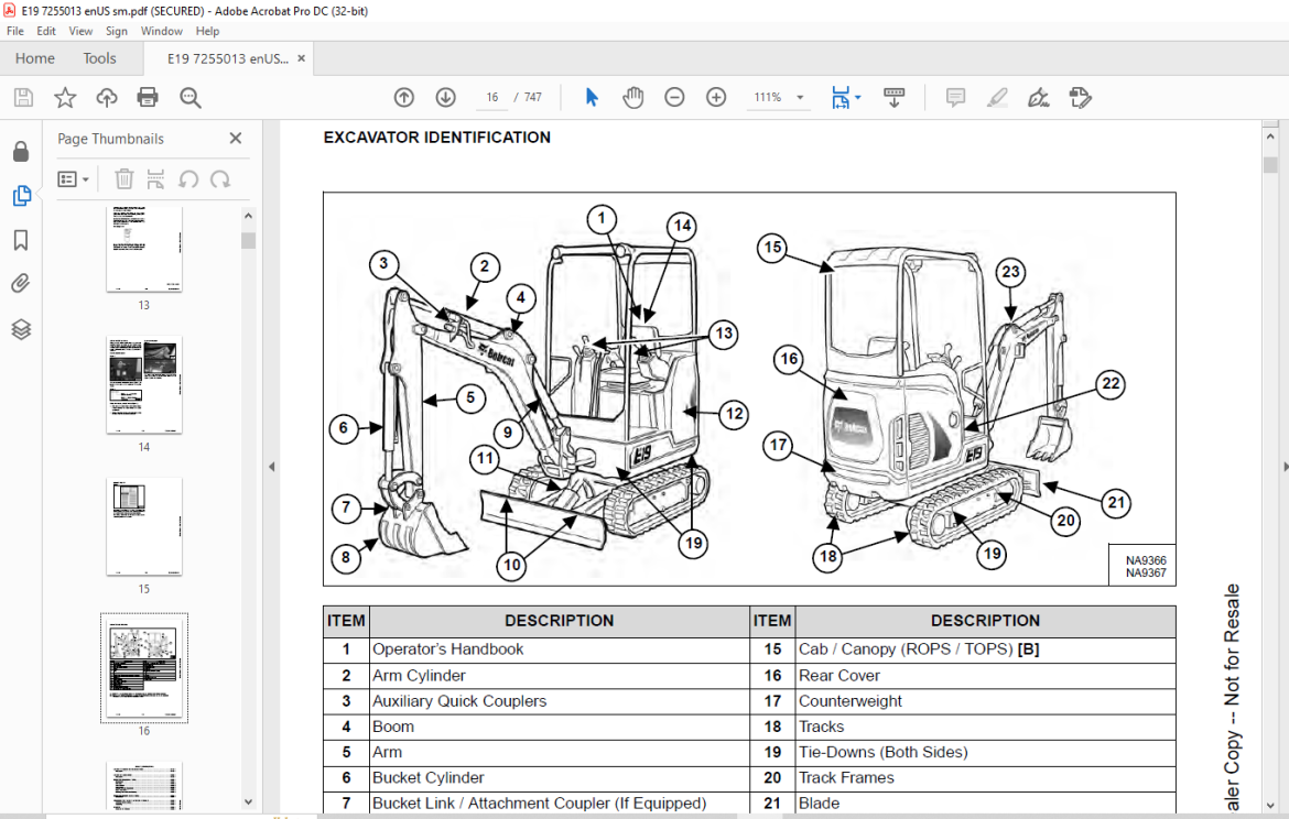 Bobcat E19 Compact Excavator Service Manual 7255013 (07-20) - PDF ...