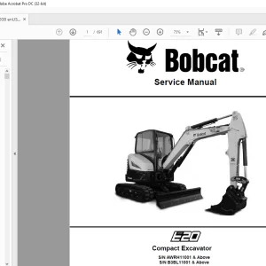 Bobcat E20 Compact Excavator Service Manual 7255008 (07-20)  - PDF DOWNLOAD
