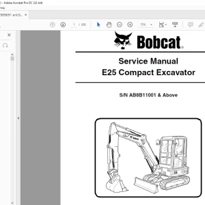 Bobcat E25 Compact Excavator Service Manual SN AB8B11001 & Above  - PDF DOWNLOAD