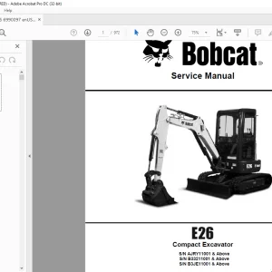 Bobcat E26 Compact Excavator Service Manual 6990097 (05-19)  -  PDF DOWNLOAD
