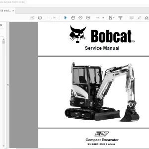 Bobcat E27 Compact Excavator Service Manual SN B4BA11001 & Above - PDF DOWNLOAD