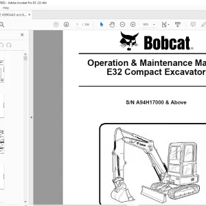 Bobcat E32 Compact Excavator Operation & Maintenance Manual 6990440 (11-15)  - PDF DOWNLOAD