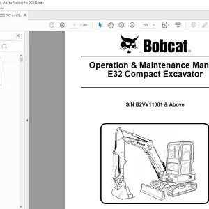 Bobcat E32 Compact Excavator Operation & Maintenance Manual 6990707 (11-15) - PDF DOWNLOAD