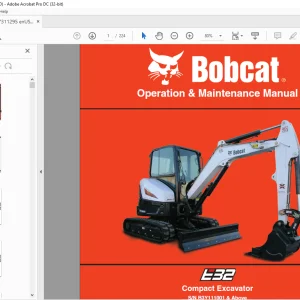Bobcat E32 Compact Excavator Operation & Maintenance Manual 7311295  - PDF DOWNLOAD
